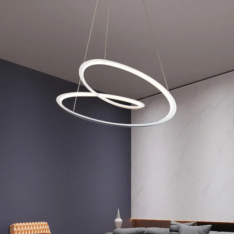 Afralia™ Kepler Round LED Chandelier for Living Room Decor White Pendant Lamp