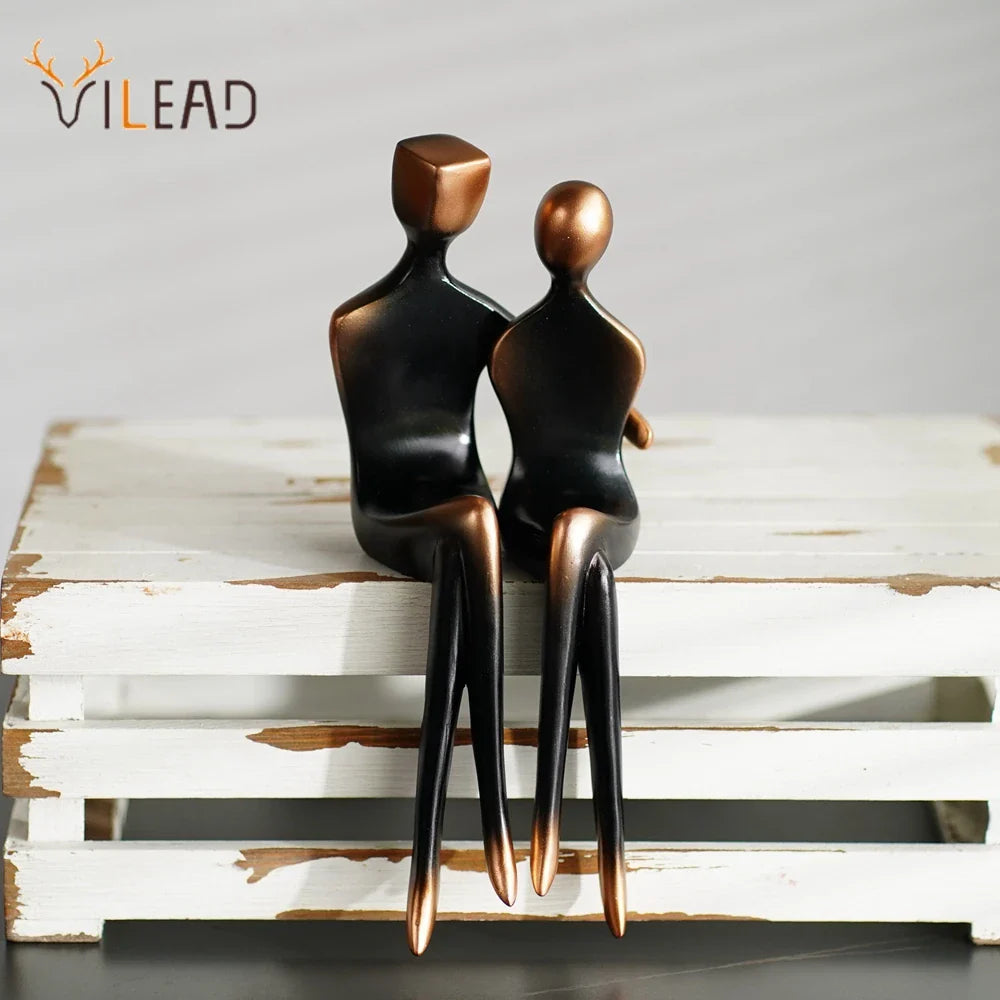 Afralia™ Elegant Resin Couple Sculptures: Modern Art Statues for Desk Decor & Anniversary Gift