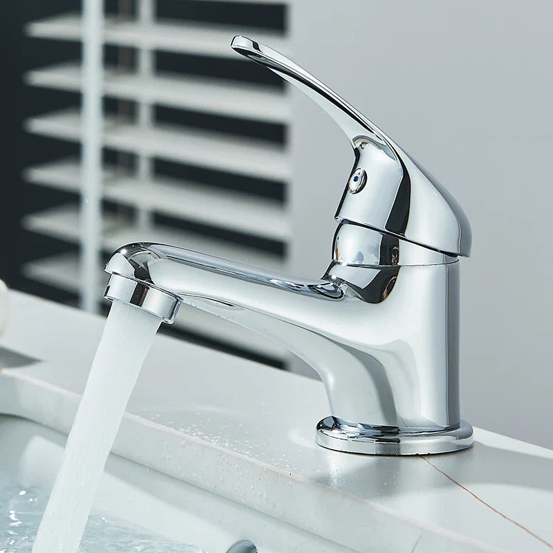 Afralia™ Chrome Basin Faucet Hot Cold Mixer Tap Single Handle Deck Mounted