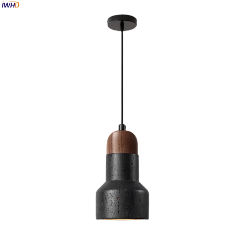 Afralia™ Black Stone LED Hanging Pendant Light for Modern Home Decor