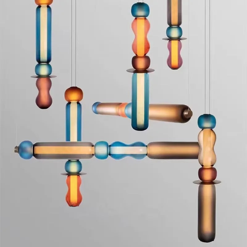 Afralia™ Stained Glass Pendant Lights LED Creative Bar Restaurant Bedside Lamps