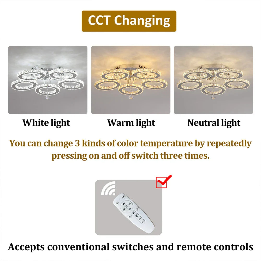 Afralia™ Modern Crystal Chandelier Ceiling Lamp for Bedroom Living Dining Room