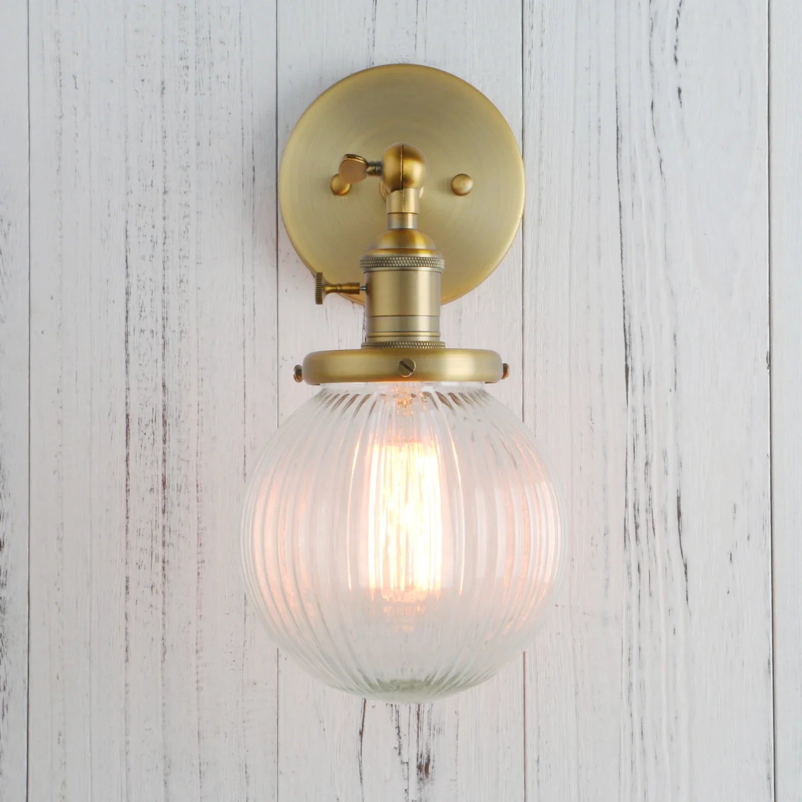 Afralia™ Industrial Ribbed Glass Wall Sconces for Kitchen Living Room Bedroom