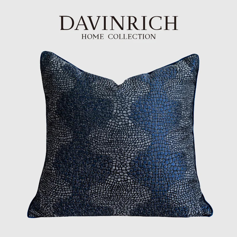 Afralia™ Blue Geometry Jacquard Pillow Cover 45x45cm Sofa Decoration