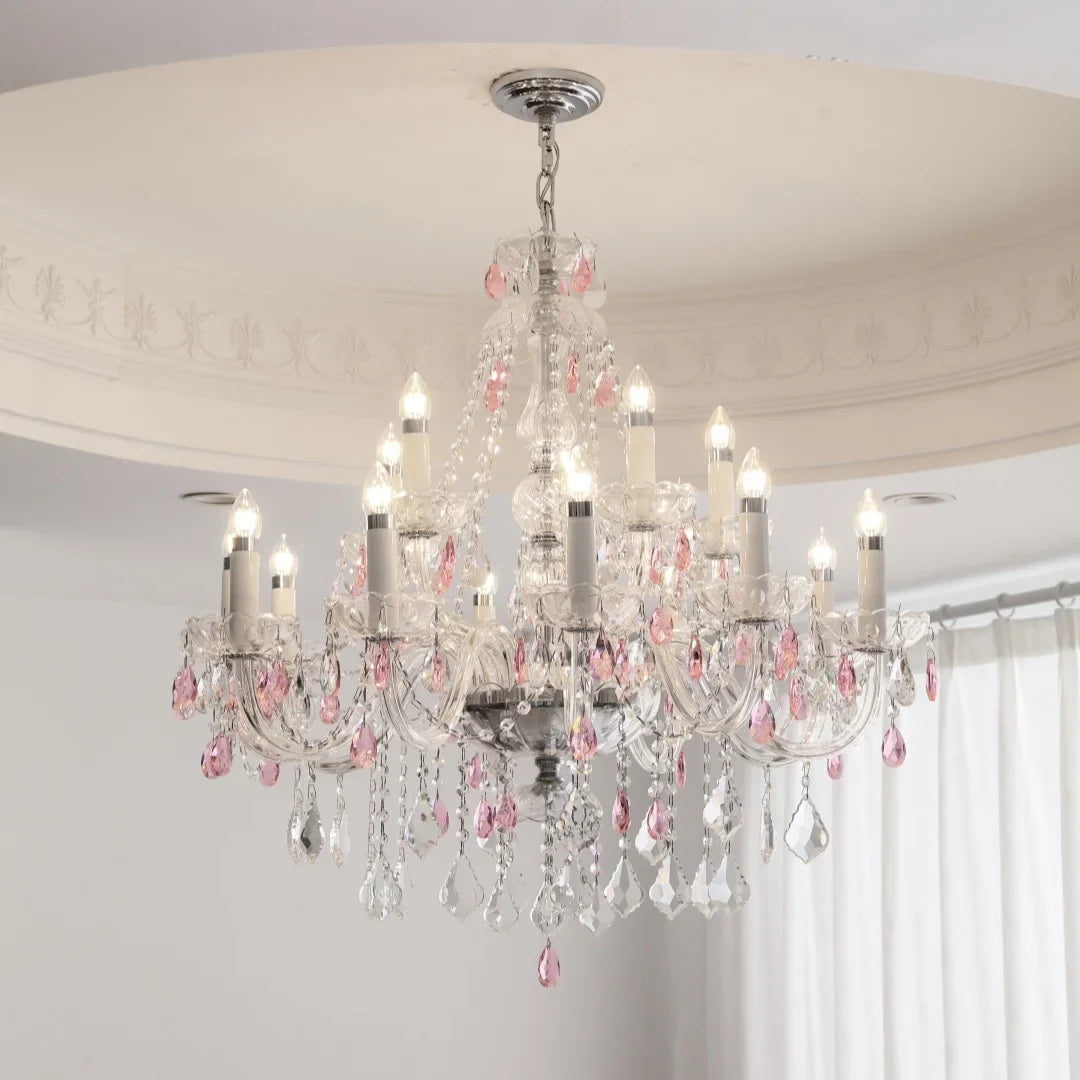 Afralia™ Pink Glass Chandelier: Luxury LED Pendant Lights for Living Room and Bedroom