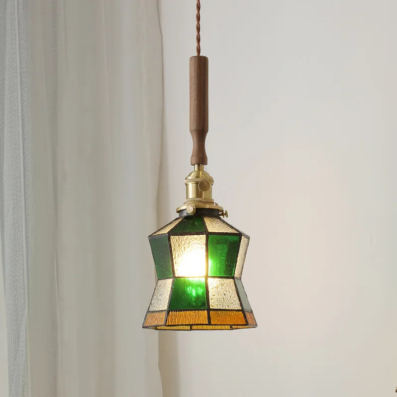 Afralia™ Nordic LED Pendant Lamp Walnut Copper Glass Hanging Lights Fixtures