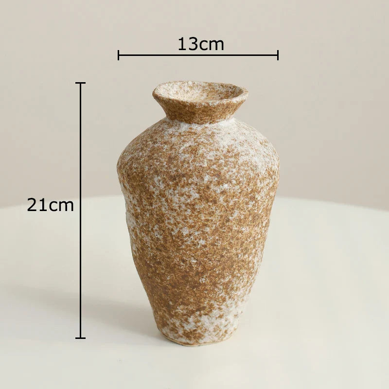 Afralia™ Ceramic Vase: Wabi-sabi Style, Retro Floral Arrangement, Room Decor