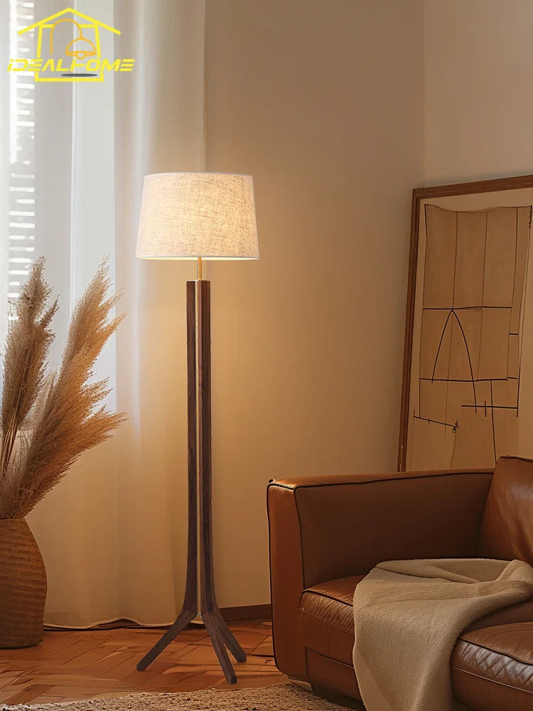 Afralia™ Solid Wood LED Floor Lamp in Vintage Style
