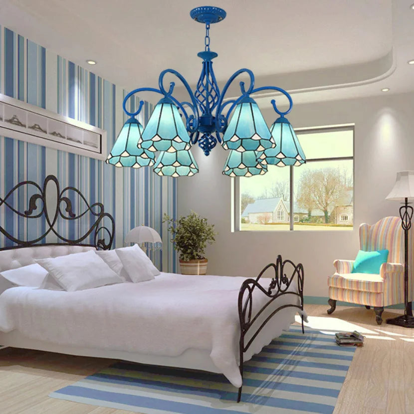 Afralia™ Retro Tiffany Lampshade LED Chandelier for Home Lighting