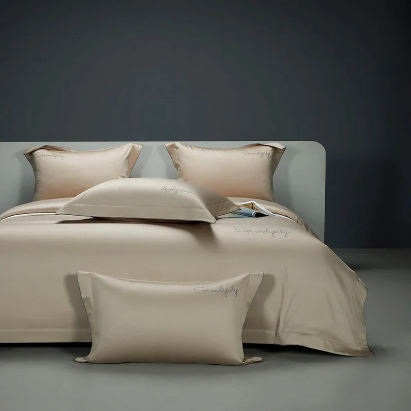 Afralia™ Luxury Embroidery Solid Color Bedding Set - 1200TC Egyptian Cotton, Hotel Style