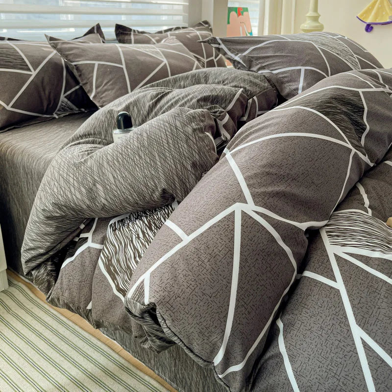 Afralia™ Geometric Pattern Single Duvet Cover, Cozy Cotton Bedding for Autumn/Winter