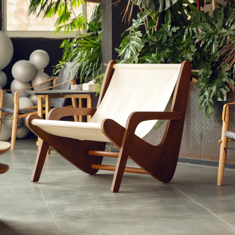Afralia™ Canvas Recliner: Retro Mid-Ancient Designer Sofa Chair for Living Room & Balcony