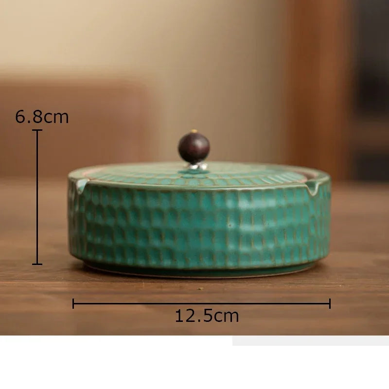 Afralia™ Ceramic Ashtray with Lid - Stylish Smoking Accessories for Home and Office