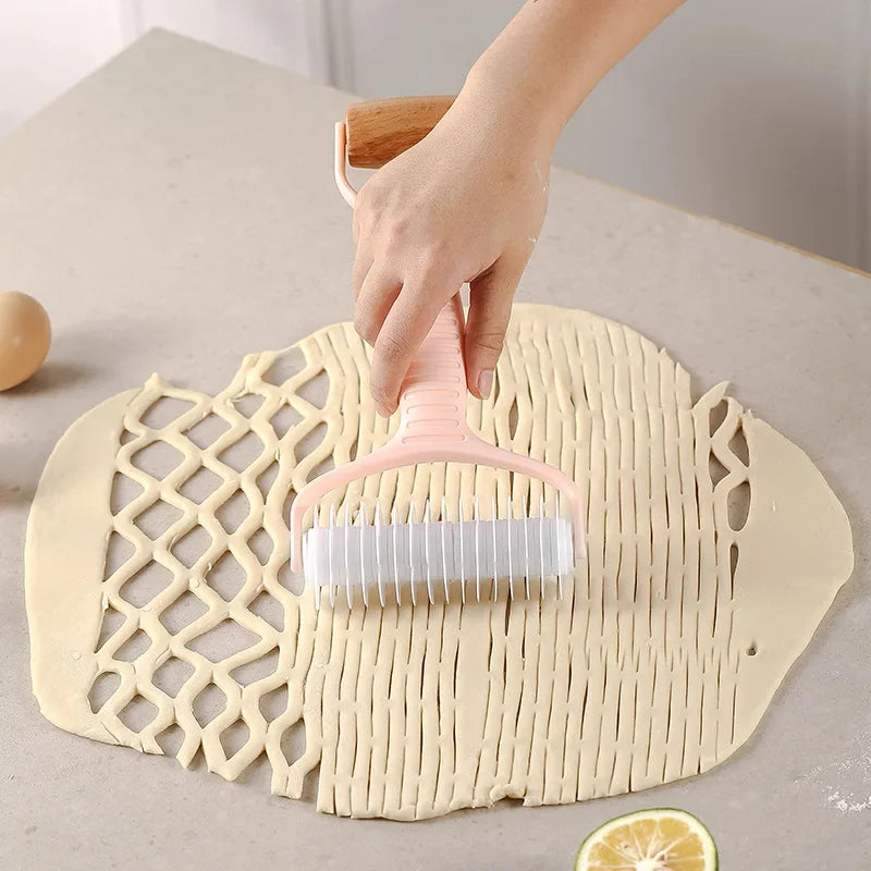 Afralia™ Dough Roller Rolling Pin with Grid Knife - Two-in-One Multi-Function Tool