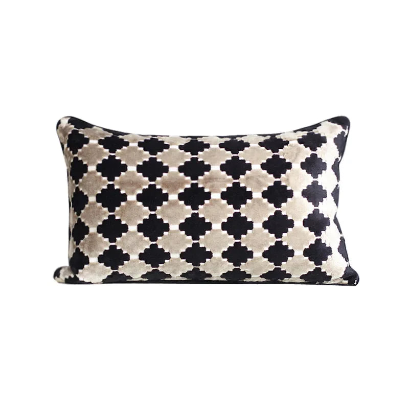 Afralia™ Luxe Velvet Floral Geometry Cushion Covers - Elegant Italian Retro Style