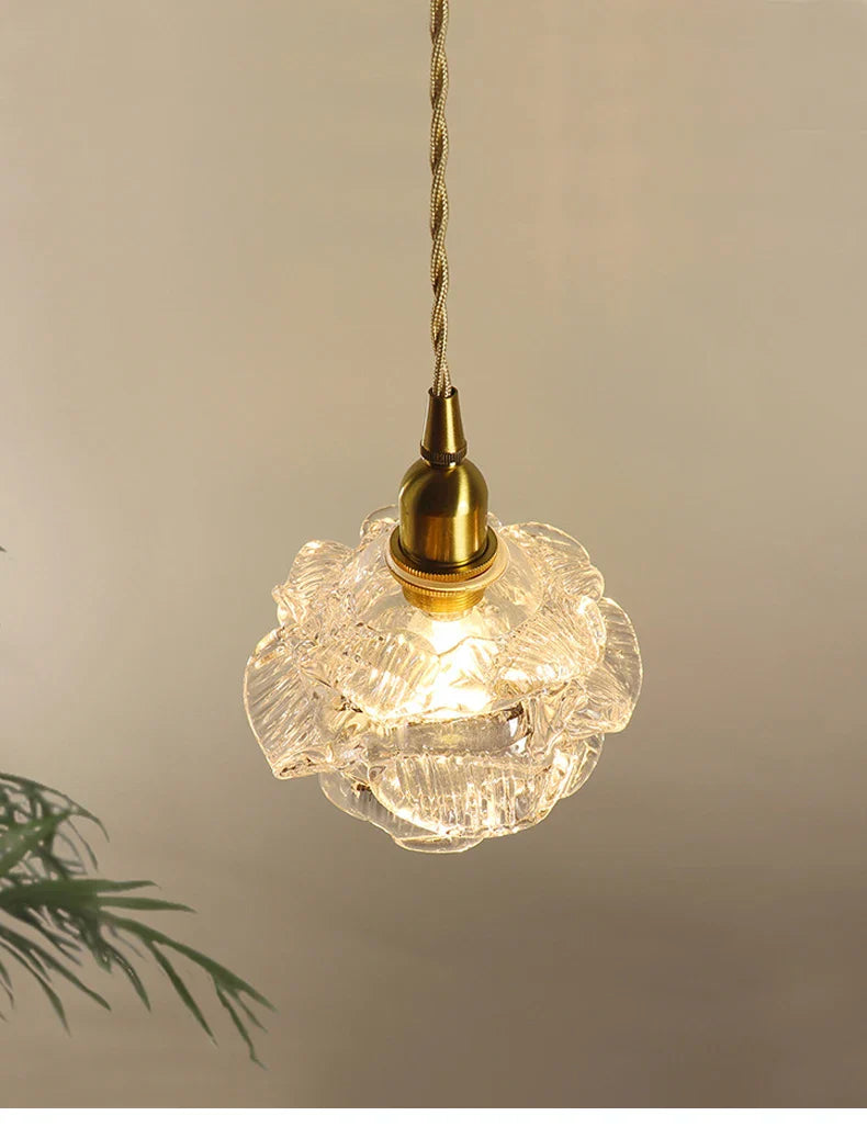 Afralia™ Romantic Rose Glass Chandelier Lighting Vintage Brass Luxury Hanging Lamp
