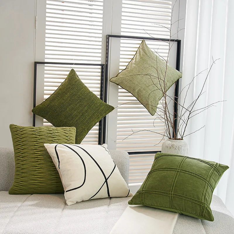 Afralia™ Nordic Green Luxury Pillow Cover - Modern Minimalist Home Decor for Living Room