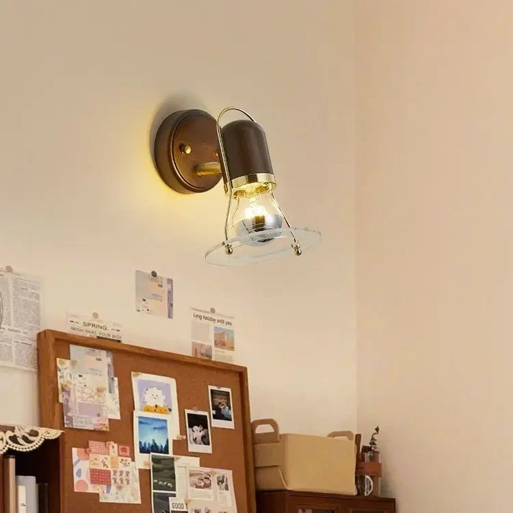 Afralia™ Japanese Walnut Wood Wall Lamp with Zipper Switch for Bedroom or Hallway