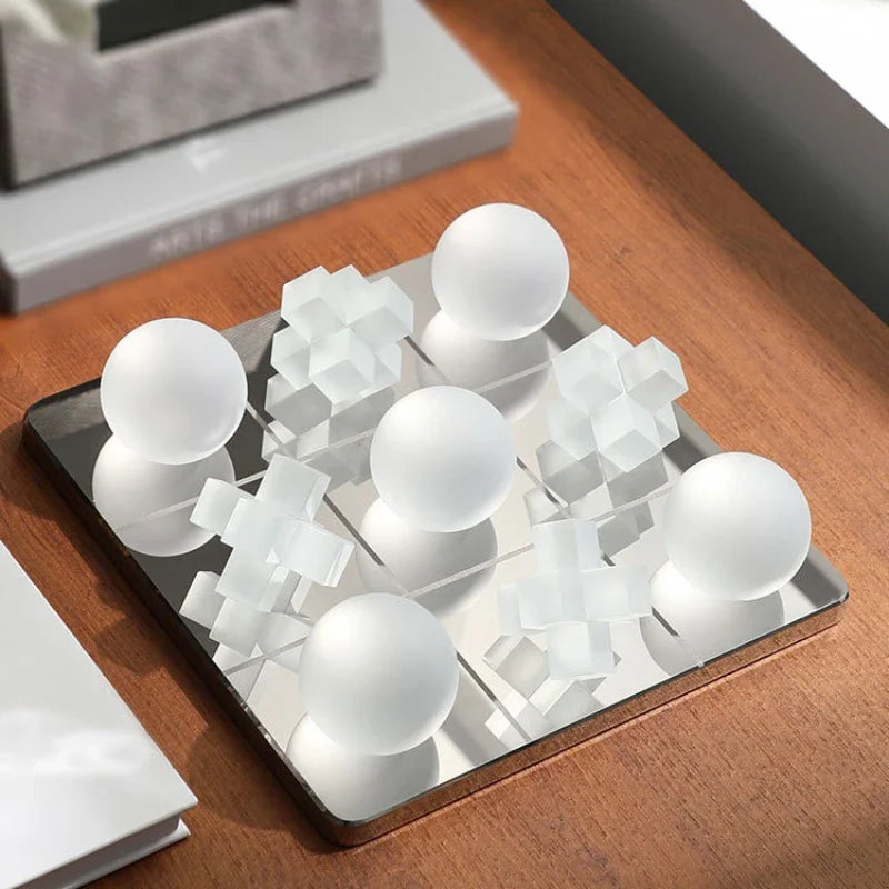 Afralia™ Frosted Glass Geometric Chessboard - Home Decor Handicrafts & Accessories