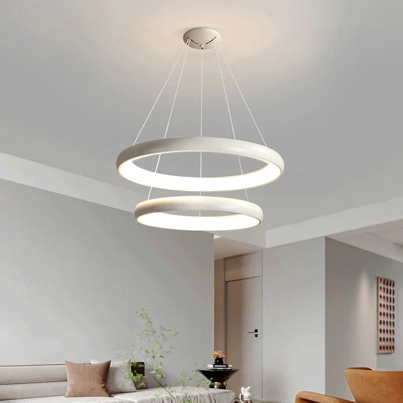 Afralia™ Modern Circular LED Chandelier for Interior Decor with Remote Control - Black/White