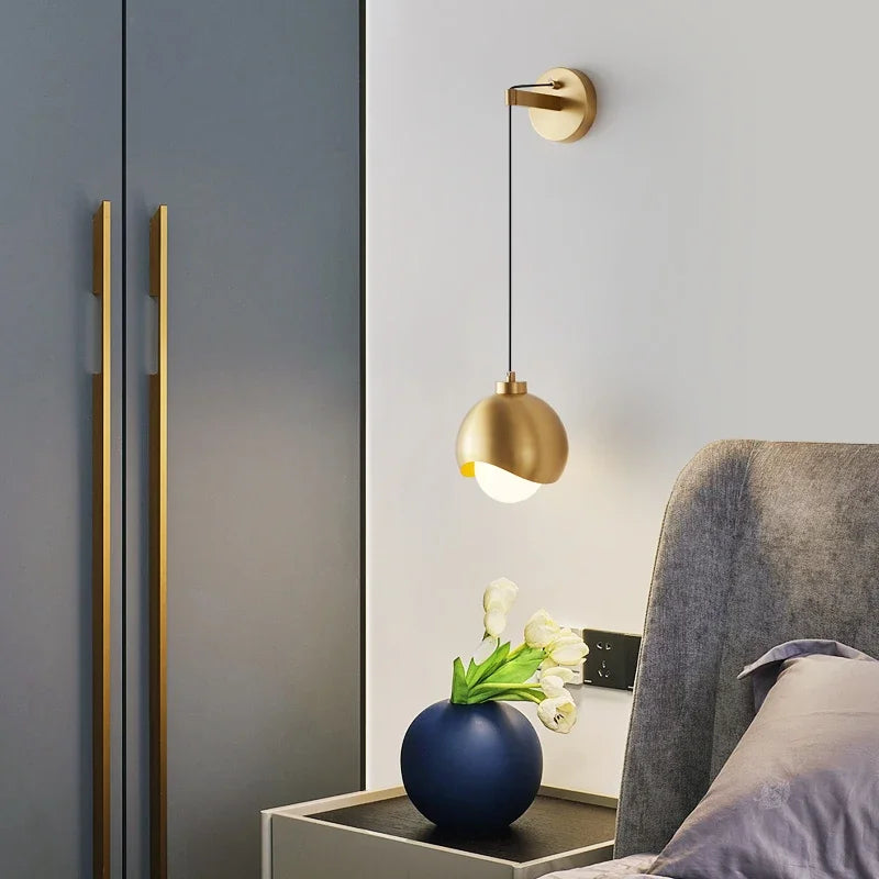 Afralia™ Copper Strip Wall Lamp Modern Nordic Style for Bedroom and Restaurant