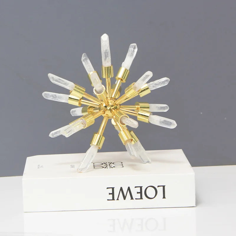Afralia™ Crystal Metal Sea Urchin Figurine Home Decor Ornament