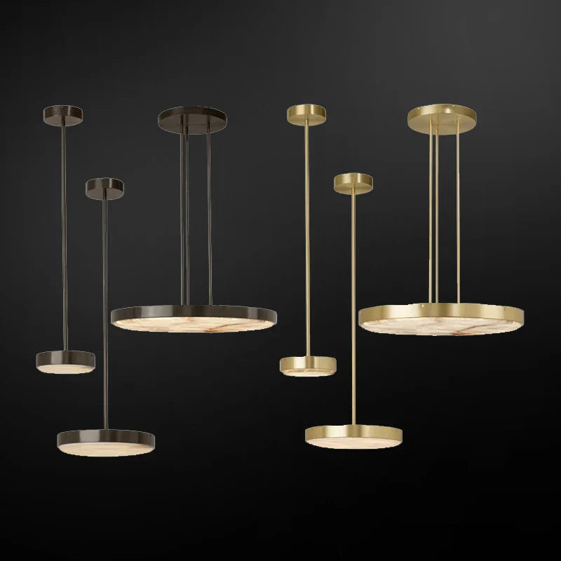 Afralia™ Round Spanish Marble Chandelier: Luxury Black Indoor Ceiling Light Fixtures for Dining Room