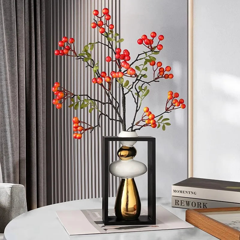 Afralia™ Geometric Golden Rockery Vase Stack for Home Decor