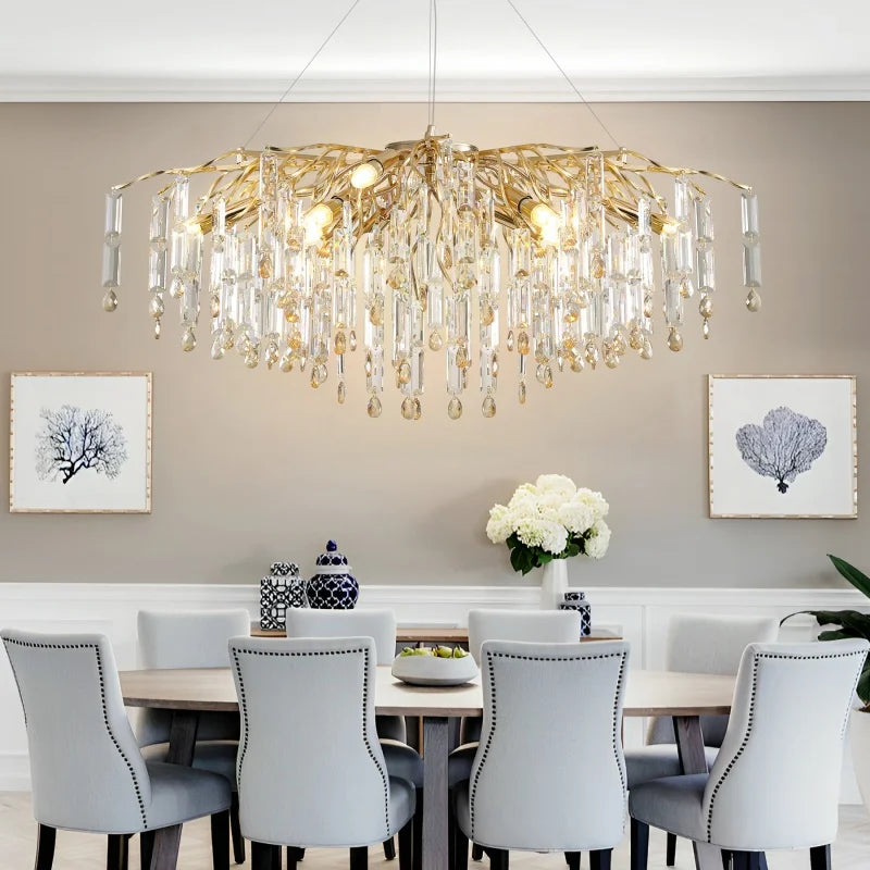 Afralia™ Crystal Pendant Chandelier for Living Room, Bedroom, and Dining Table