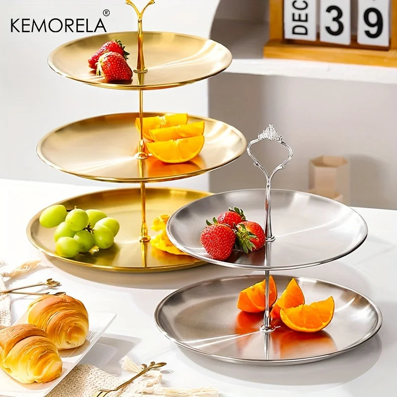 Afralia™ Stainless Steel Cake Stand Fruit Tray - 2/3 Layer