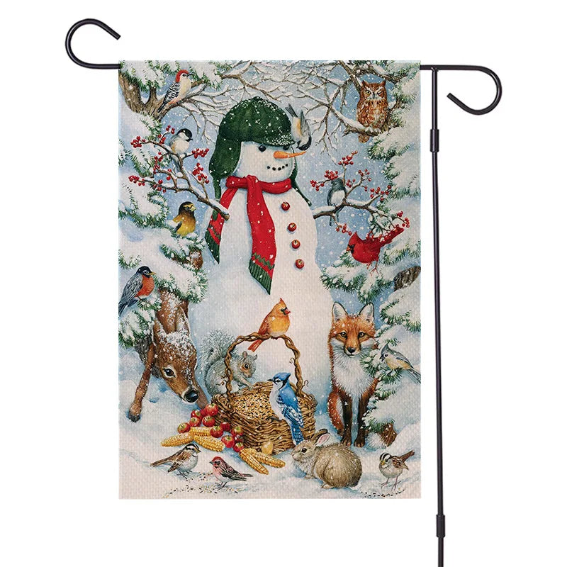Afralia™ Christmas Festive Garden Flag - Santa Snowman Home Decor 30*45cm