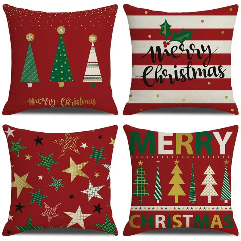 Afralia™ Christmas Linen Cushion Cover for Festive Home Decor in Living Room