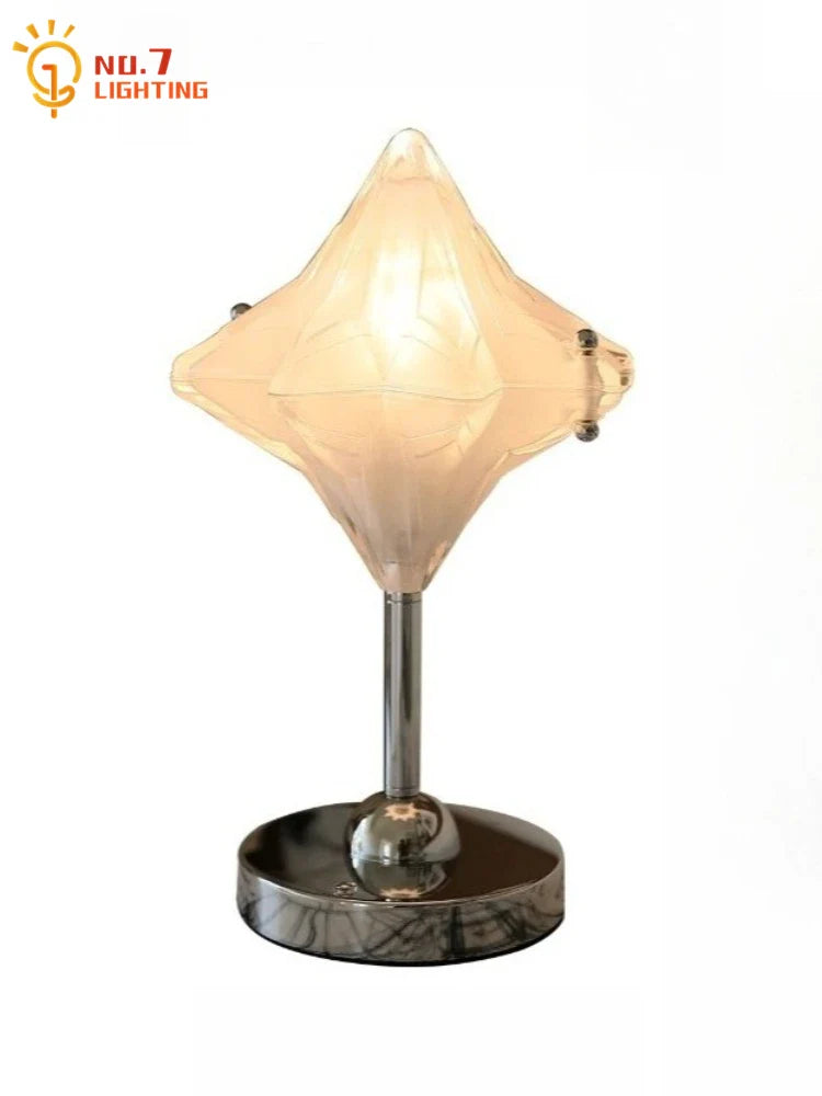 Afralia™ Vintage Star Table Lamp with USB Charging - Glass Lampshade Decorative Desk Light