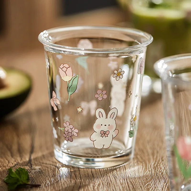 Afralia™ Cute Four-color Bear Rabbit Glass Tea Coffee Cup