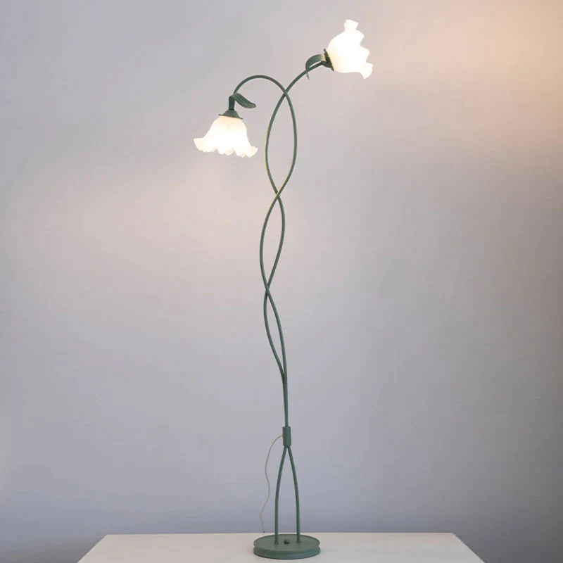 Afralia™ Vintage Green Glass Sconces Standing Floor Lamp LED E27 Light