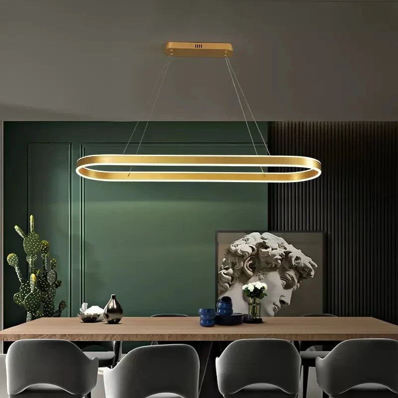 Afralia™ Modern Dimmable Ring Pendant Lamps for Kitchen Office Dining Room Lighting