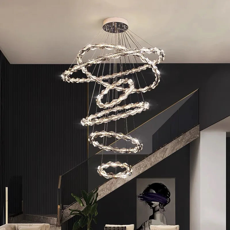 Afralia™ Modern Crystal LED Ceiling Chandelier Light Bundle for Stylish Indoor Decor