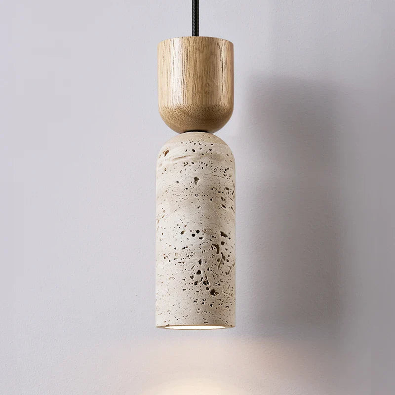 Nordic Yellow Travertine LED Pendant Light by Afralia™ - Modern Wood Home Decor