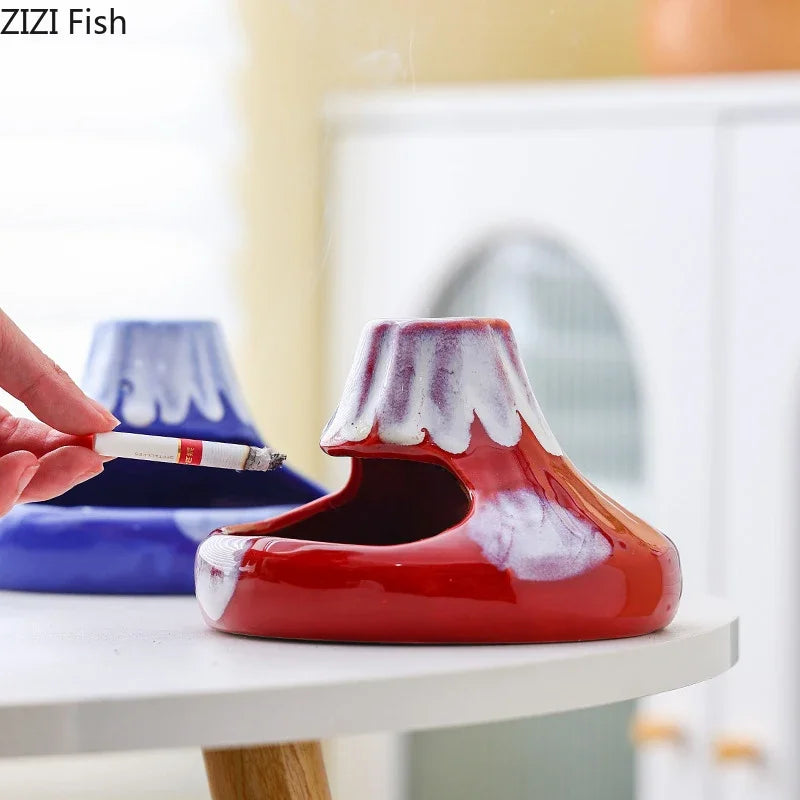 Afralia™ Volcanic Ceramic Ashtray - Windproof Desk Decoration & Smoking Accessory