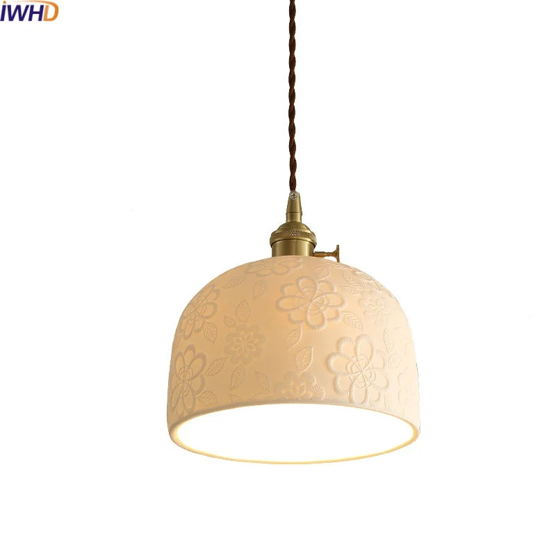 Afralia™ Ceramic Copper LED Pendant Lamps Modern Hanging Light Fixtures