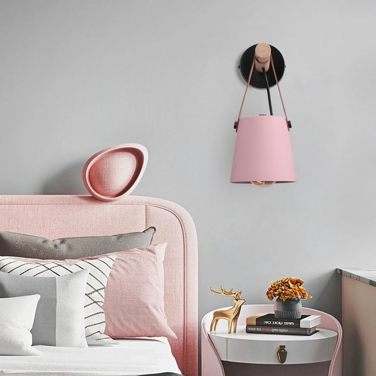 Afralia™ Pink Wall Lights: Nordic Minimalist Bedroom Bedside Lamps, Modern Living Room Decor