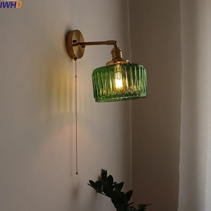 Afralia™ Copper Glass LED Wall Sconce Nordic Modern Balcony Living Room Light