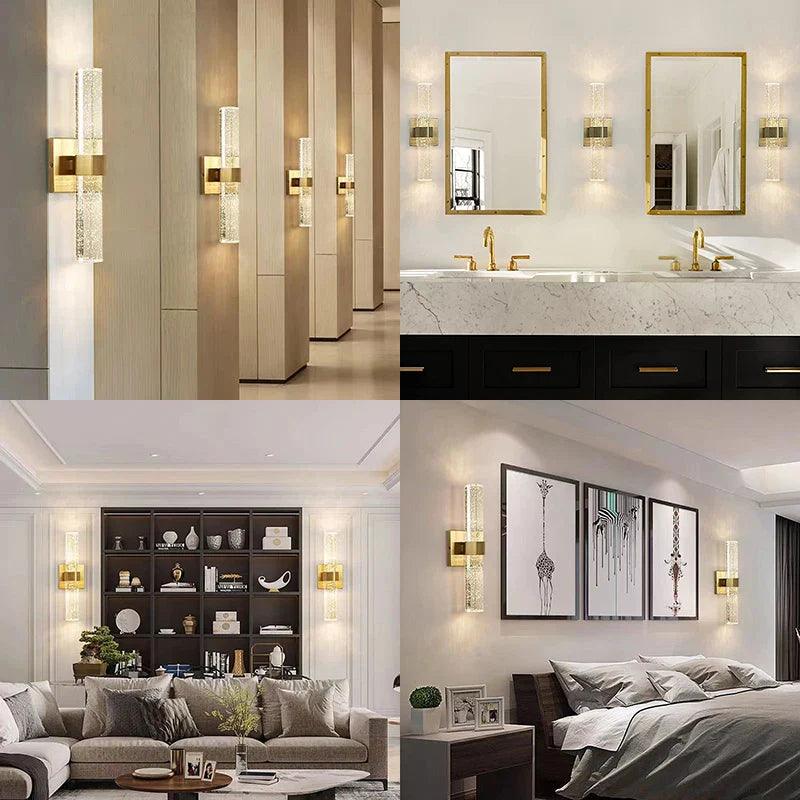 Afralia™ Nordic Crystal Wall Sconce for Bathroom Dresser Living Room Bedroom Lighting décor