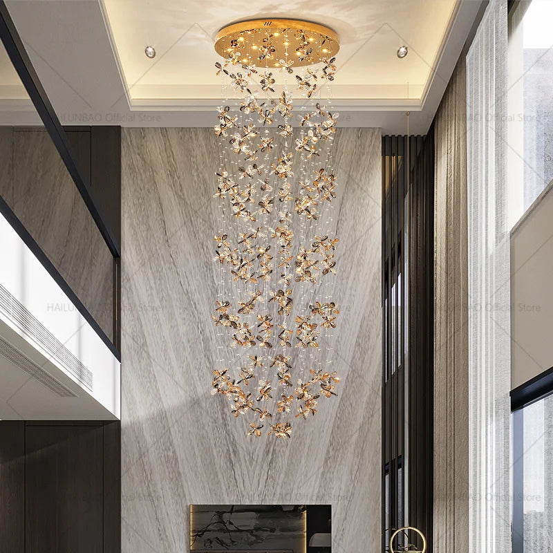 Afralia™ Crystal Staircase Chandelier | Modern Elegant Loft Villa Lighting Fixture