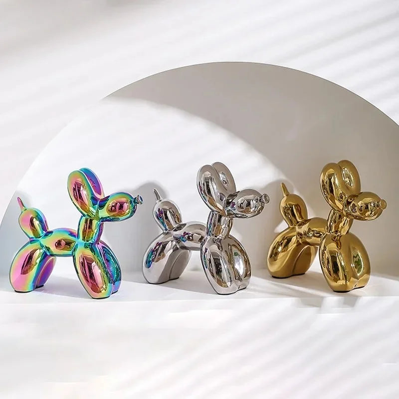 Afralia™ Balloon Dog Ceramic Sculpture Ornament for Home Office Decor & Gifts