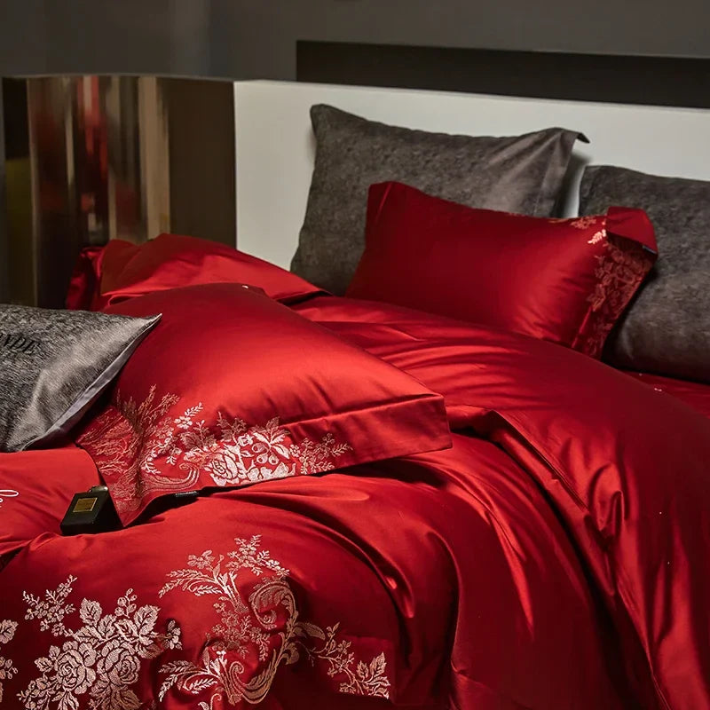 Afralia™ Luxe 100s Egyptian Cotton Bedding Set: King Queen Full Size Sheet Blanket Pillowcase