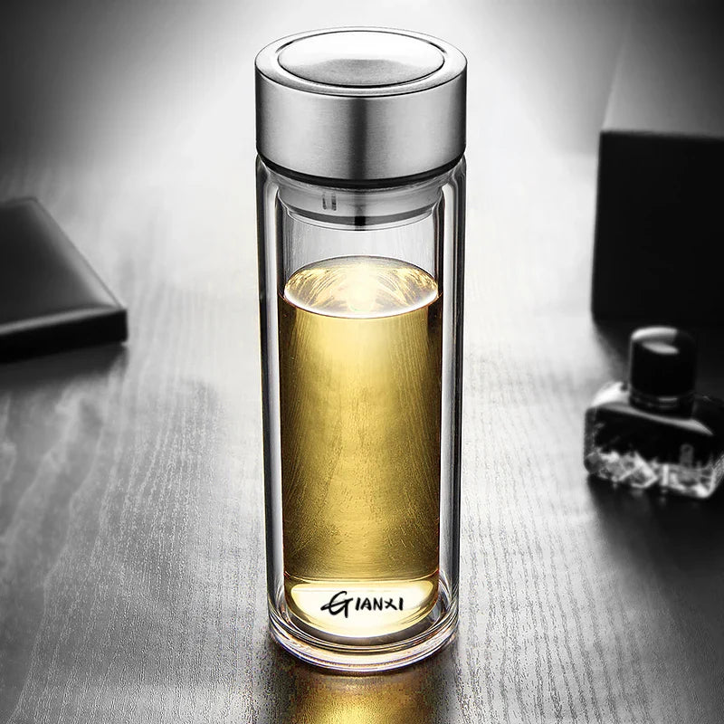 Afralia™ Glass Water Cup with Tea Filter, Various Capacities - Office & Kitchen Essential