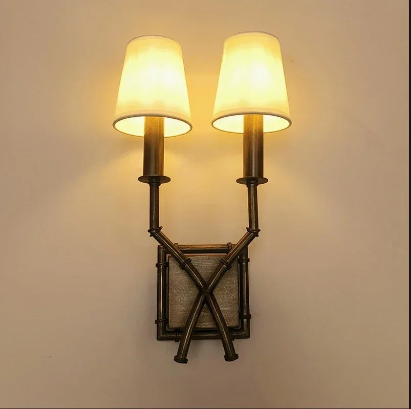 Bamboo LED Wall Lamp Decor by Afralia™ - Nordic Style Double Head Wall Lamp