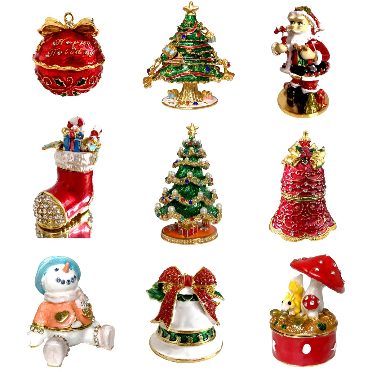 Afralia™ Christmas Jewelry Trinket Box Wedding Ring Holder Dressing Table Decoration Gift