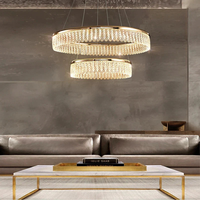 Afralia™ Luxury Rhombus Crystal LED Chandelier for Living Room